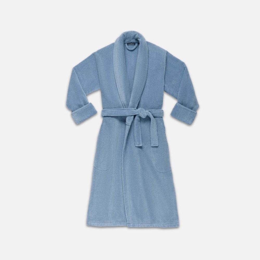Brooklinen Superplush bathrobe in ocean blue sz XS/S